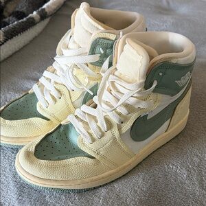 Jordan High-Top Sneakers in Mint and Cream